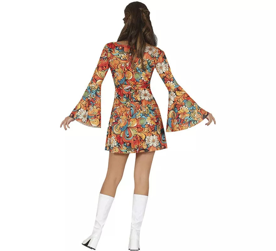Disfraz de Hippie Años 70 floral para mujer