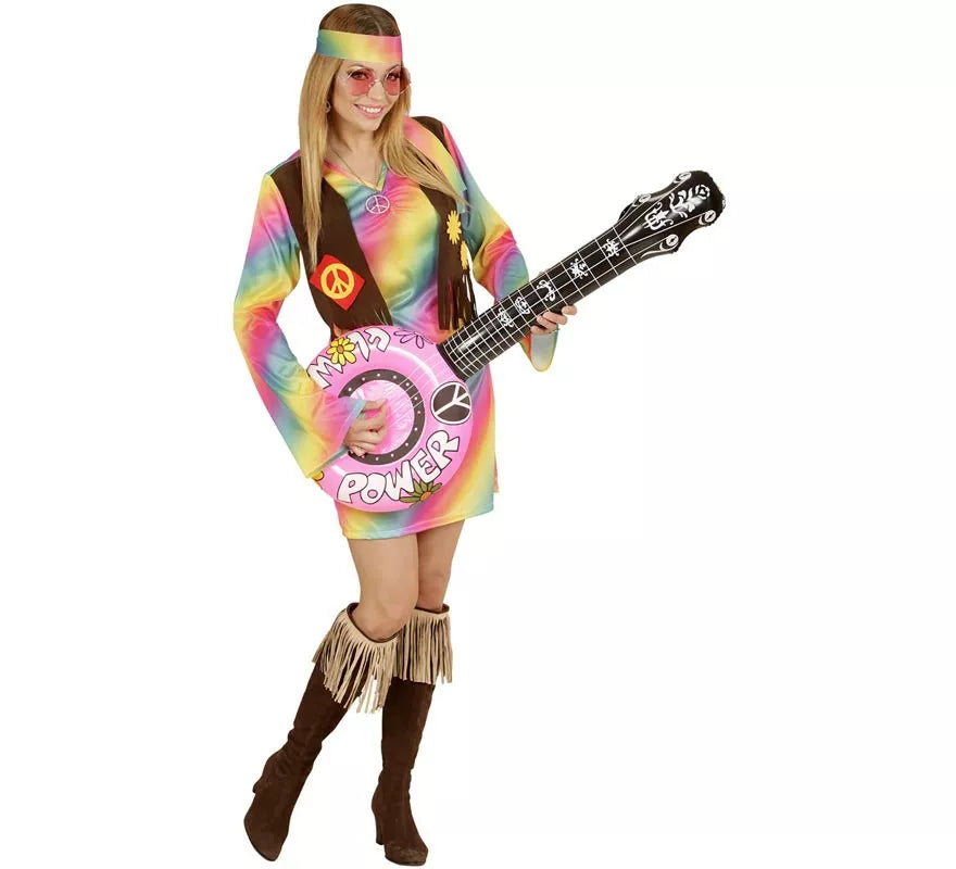 Disfraz de Hippie Arcoíris para mujer