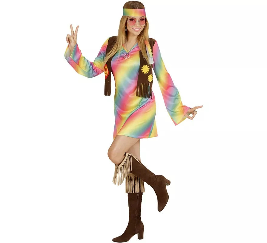 Disfraz de Hippie Arcoíris para mujer