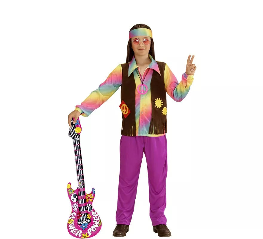Disfraz de Hippie Arcoíris para niño y adolescente