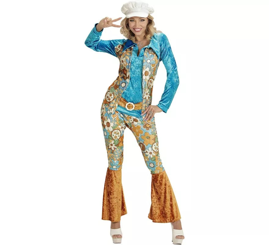 Translation missing: en.Disfraz de Hippie azul de terciopelo para mujer