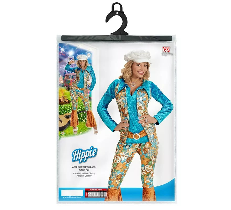 Translation missing: en.Disfraz de Hippie azul de terciopelo para mujer