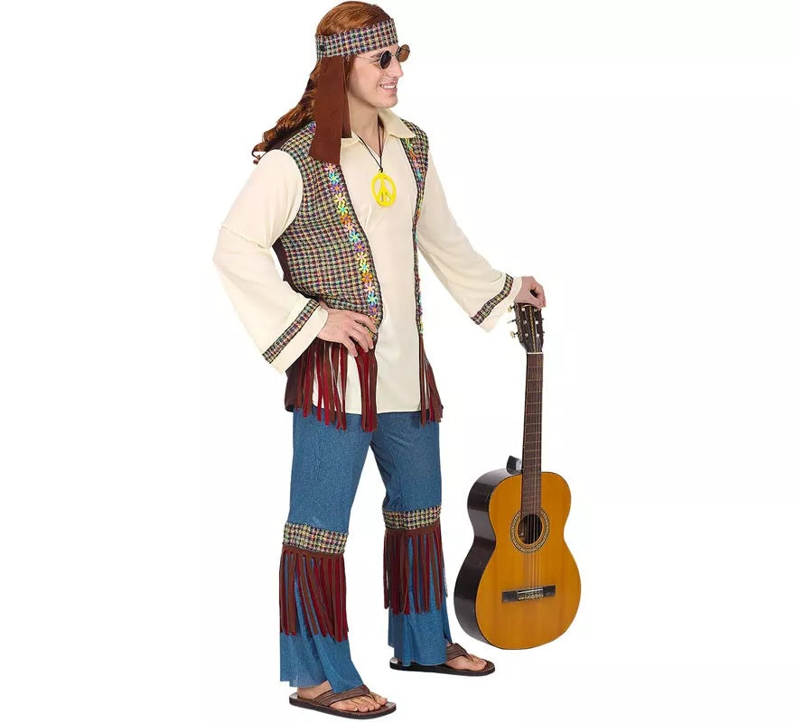 Disfraz de Hippie beige para hombre