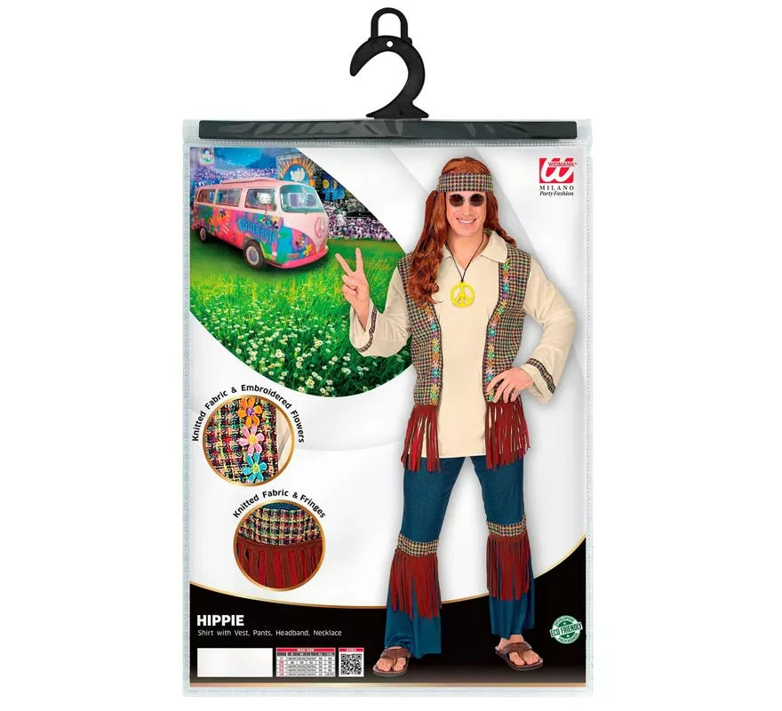Translation missing: en.Disfraz de Hippie beige para hombre