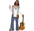 Disfraz de Hippie blanco con chaleco para hombre