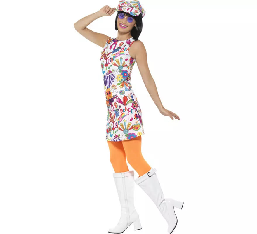 Disfraz de Hippie Buena Onda Años 60 para mujer