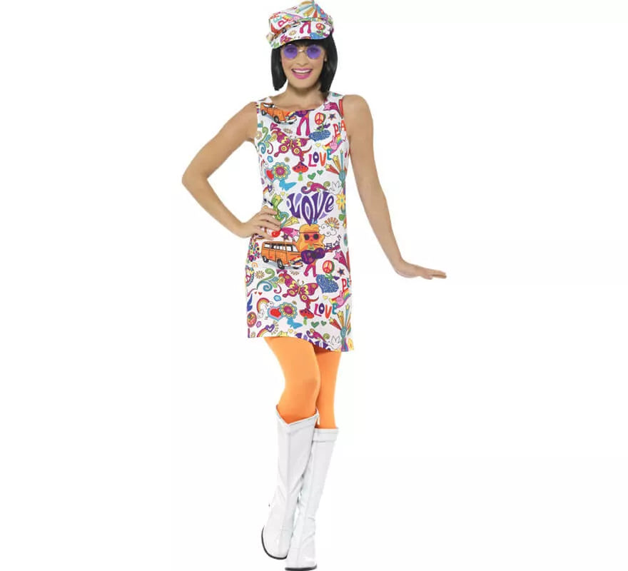 Disfraz de Hippie Buena Onda Años 60 para mujer