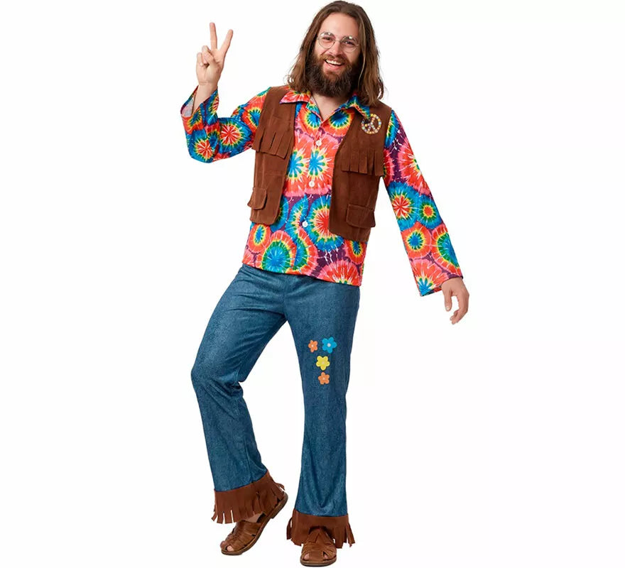 Disfraz de Hippie con Chaleco para hombre