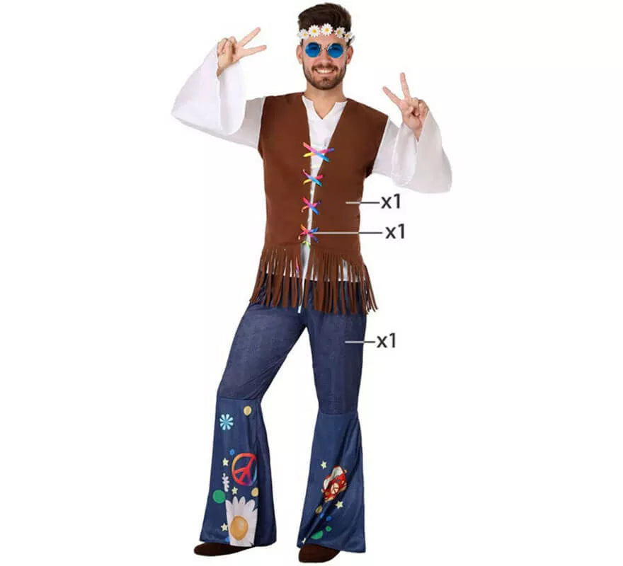 Translation missing: en.Disfraz de Hippie con Chaleco para hombre