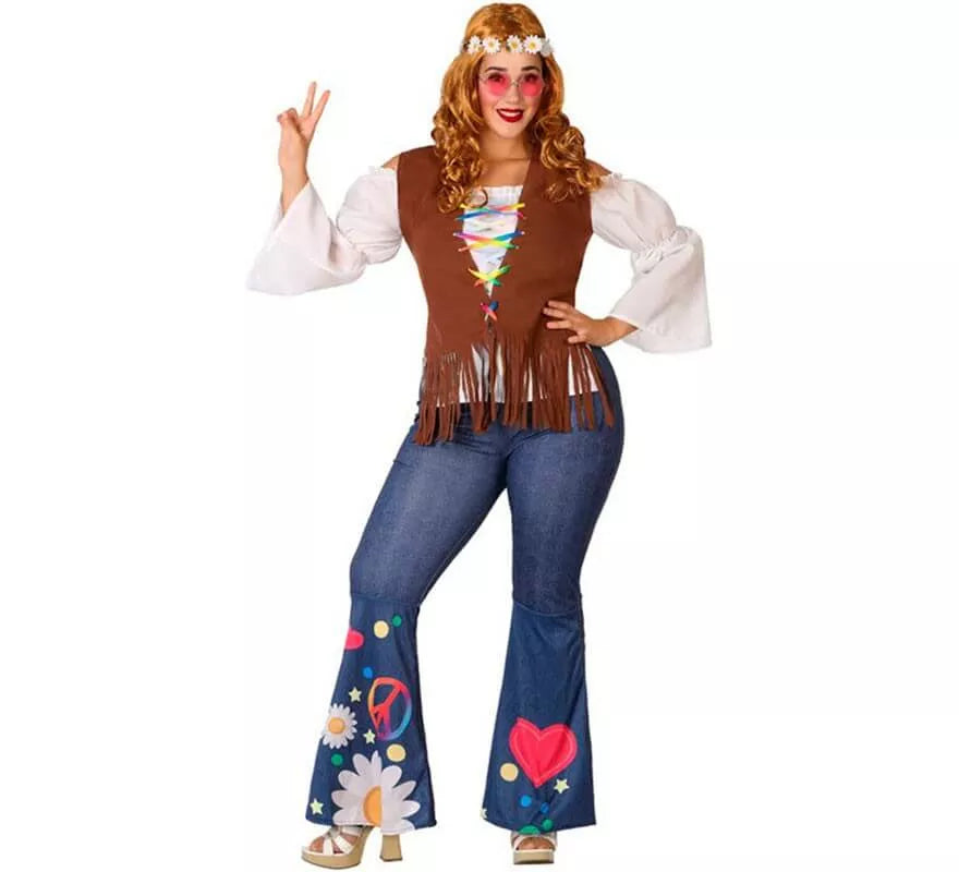 Disfraz de Hippie con Chaleco para mujer