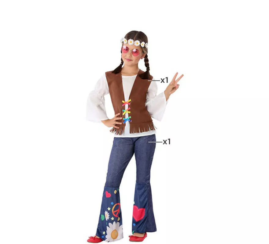 Translation missing: en.Disfraz de Hippie con Chaleco para niña