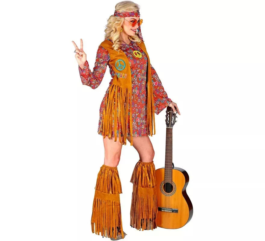 Translation missing: en.Disfraz de Hippie con cubrebotas y flecos para mujer