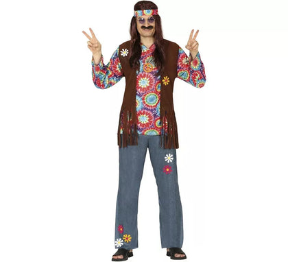 Disfraz de Hippie con Flores para hombre