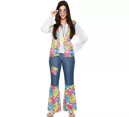 Disfraz de Hippie con flores para mujer