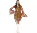 Disfraz de Hippie con vestido corto para mujer