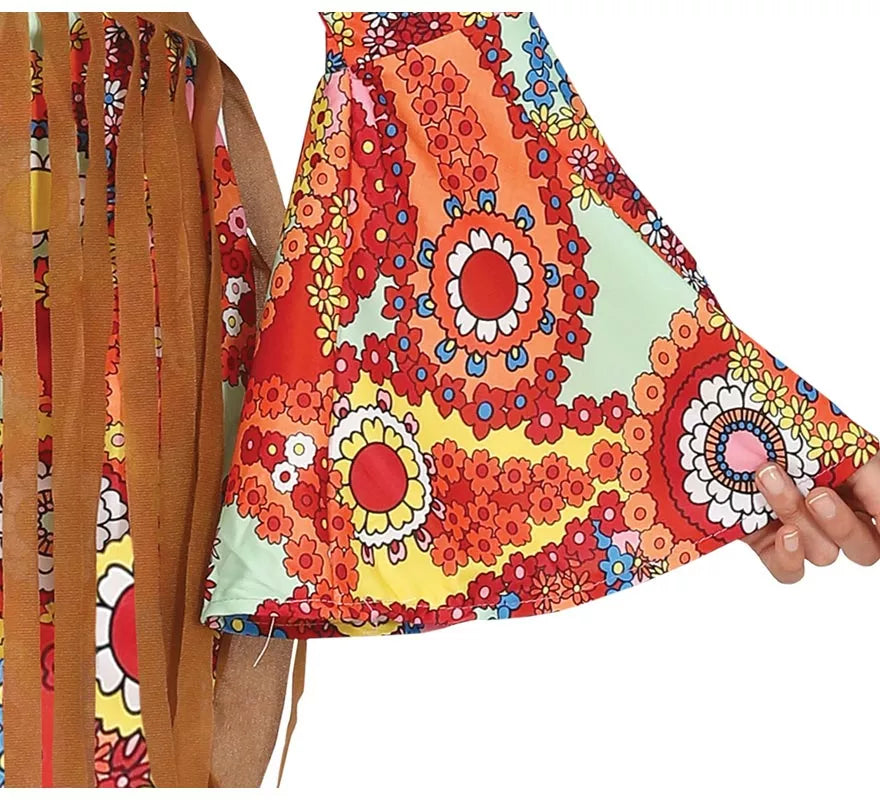 Disfraz de Hippie con vestido corto para mujer