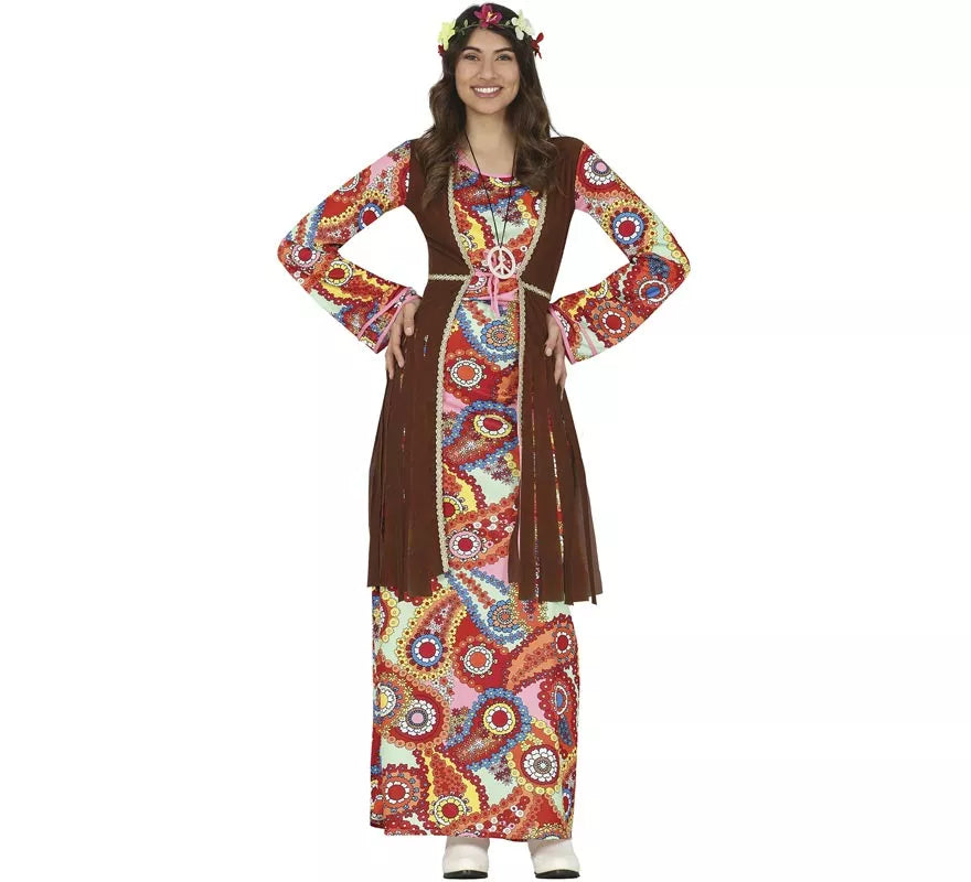 Disfraz de Hippie con Vestido Largo para Mujer