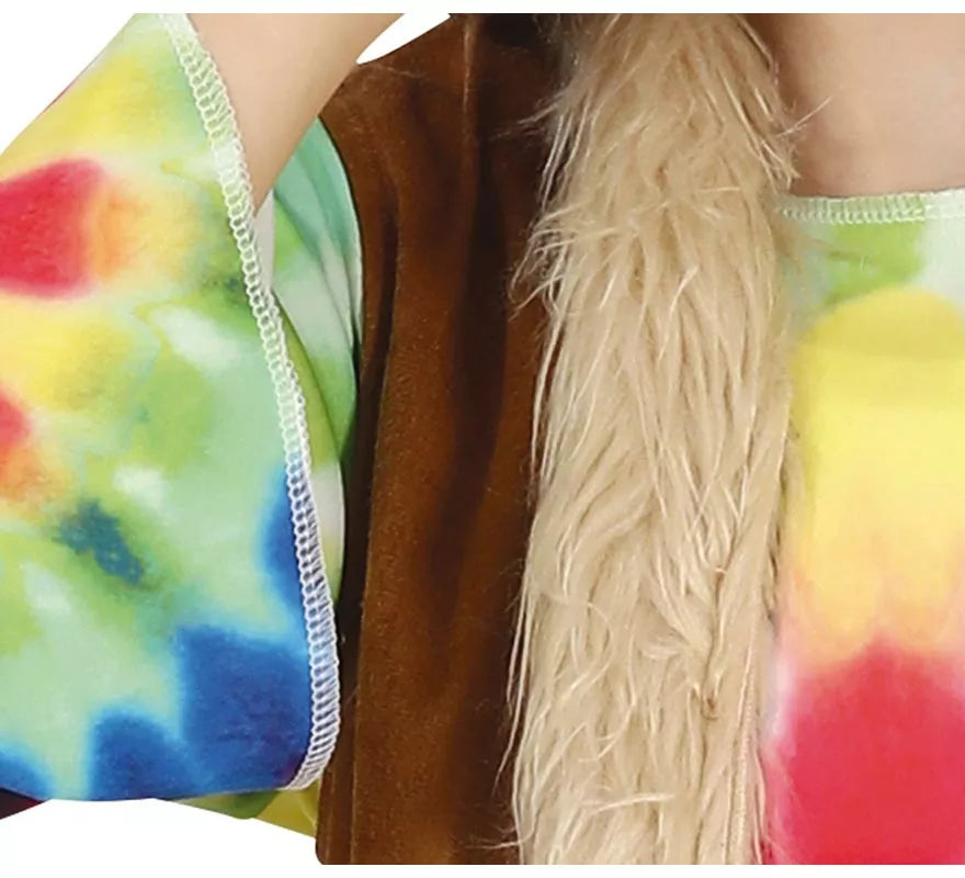 Disfraz de Hippie con vestido multicolor para niña