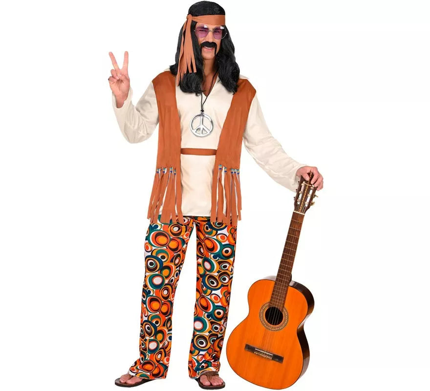 Disfraz de Hippie flecos largos para hombre