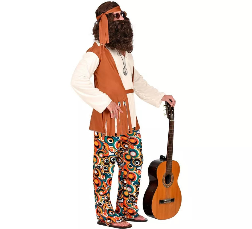 Disfraz de Hippie flecos largos para hombre