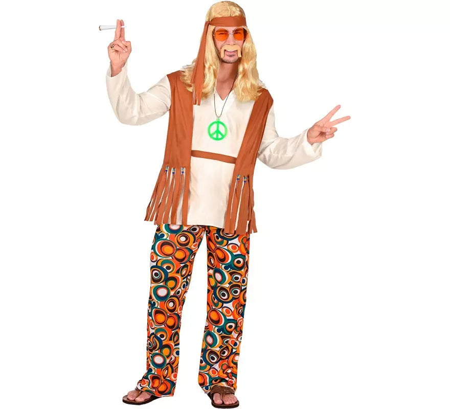 Disfraz de Hippie flecos largos para hombre