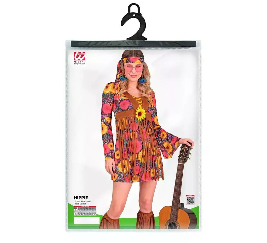 Translation missing: en.Disfraz de Hippie floral con flecos para mujer
