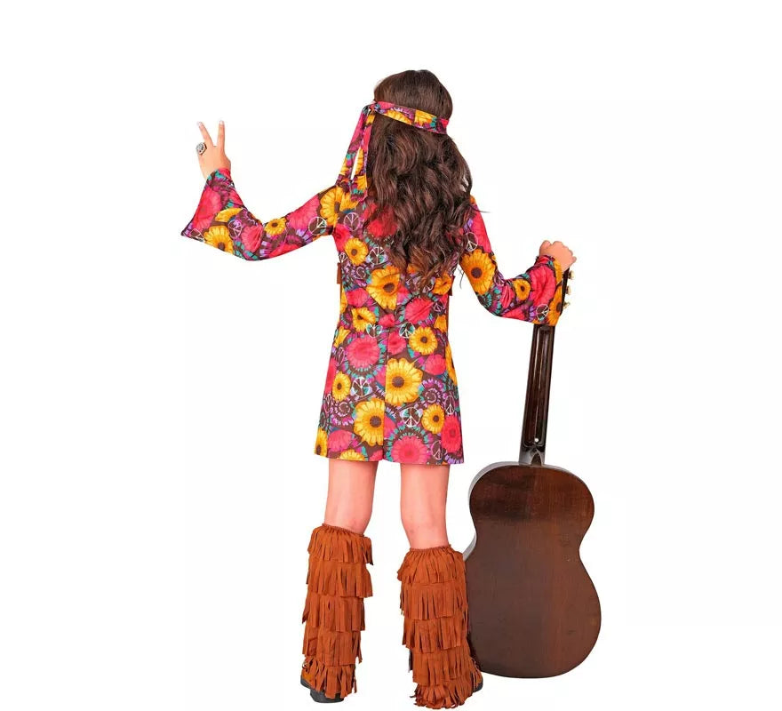 Translation missing: en.Disfraz de Hippie Floral con flecos para niña y adolescente