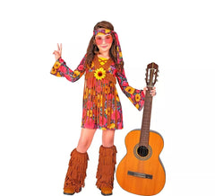 Floral Hippie Costume with Fringe for Girls and Teens