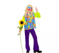 Disfraz de Hippie Floral verde para niño y adolescente