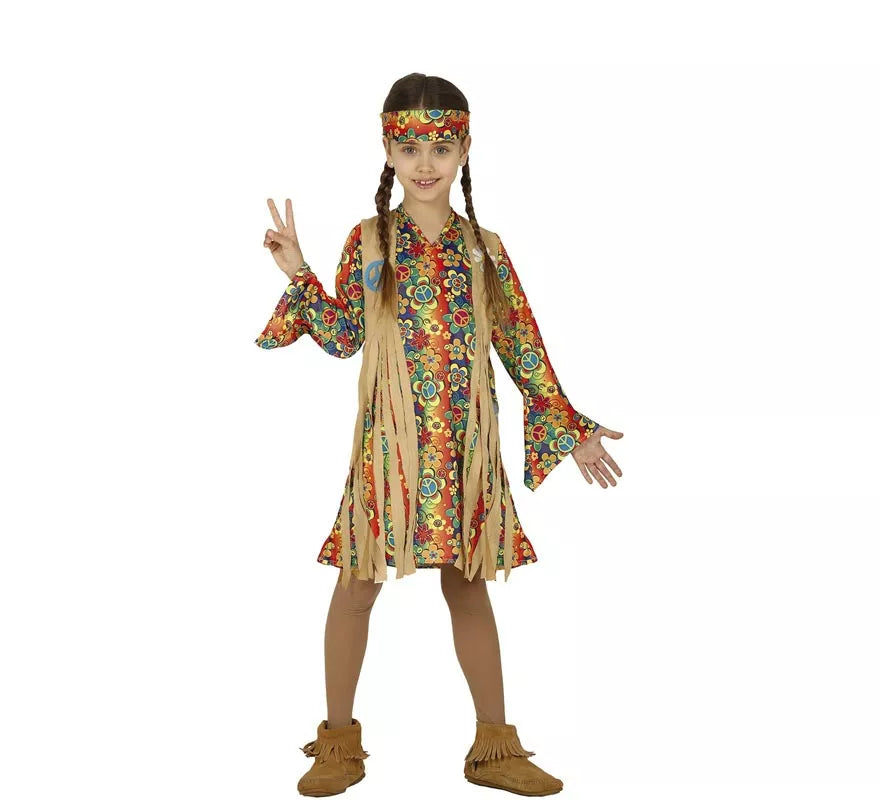 Disfraz de Hippie Floreada para niña