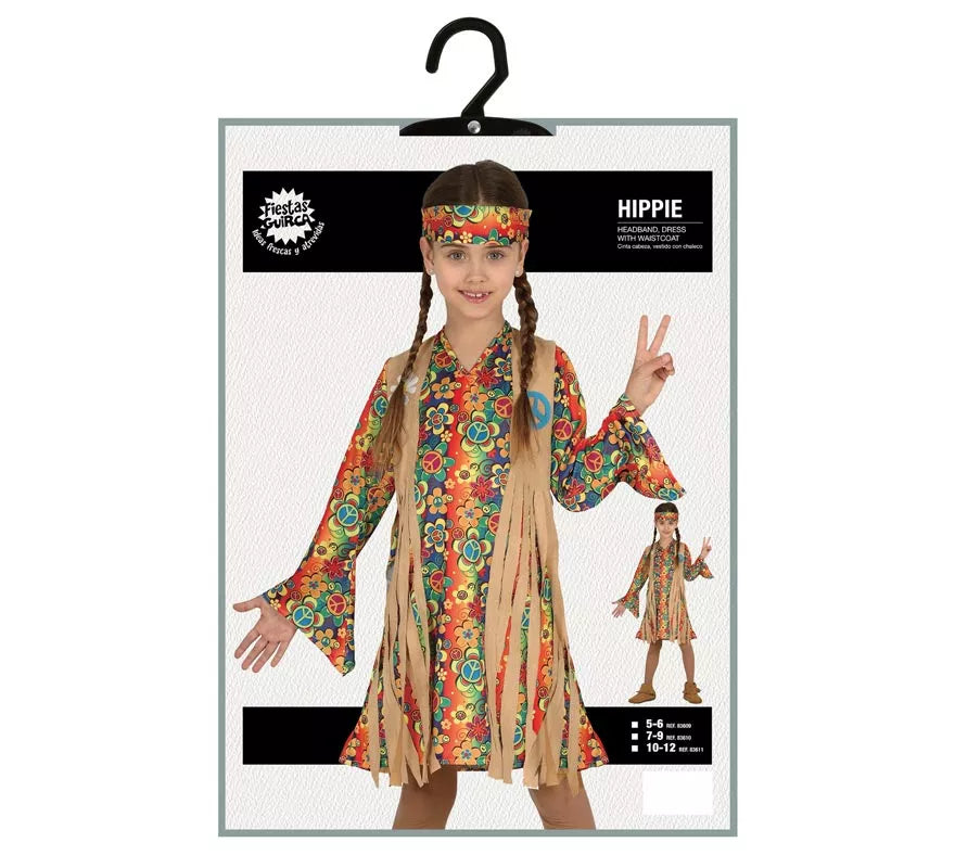 Disfraz de Hippie Floreada para niña