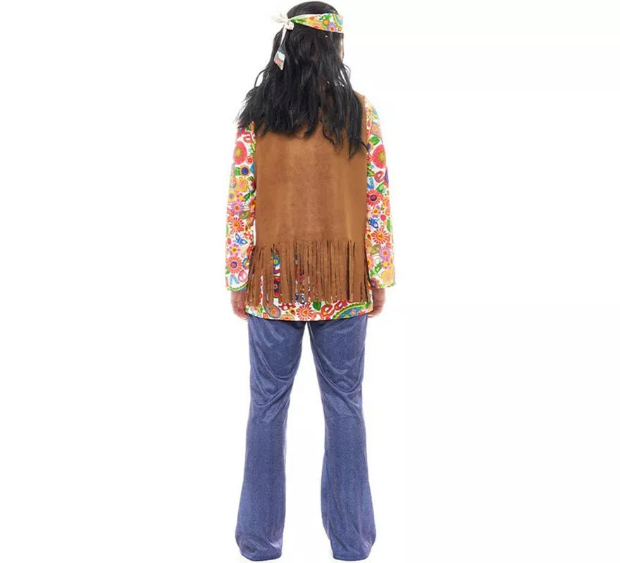 Disfraz de Hippie Flores con chaleco para hombre