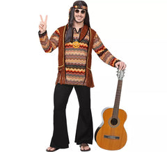 Men's Hippie Costume with Coloured Stripes