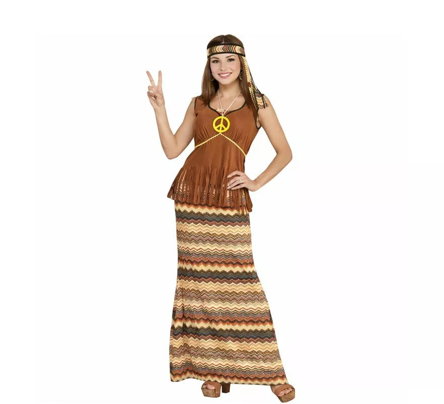 Disfraz de Hippie franjas de colores para mujer