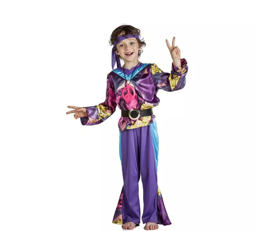 Disfraz de Hippie Morado para niño
