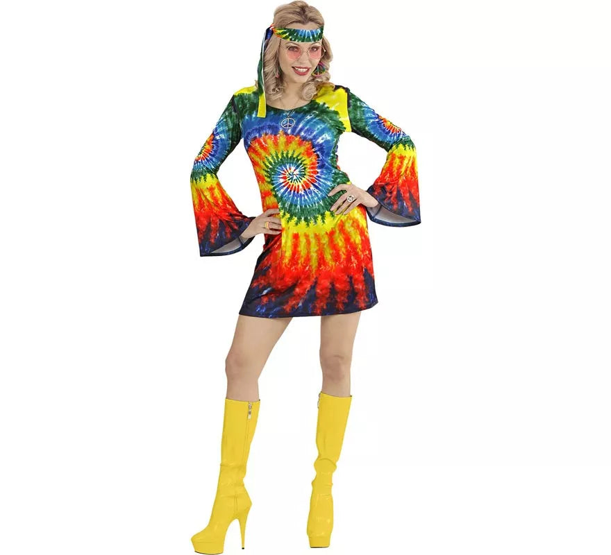 Disfraz de Hippie Ondas Psicodélicas para mujer