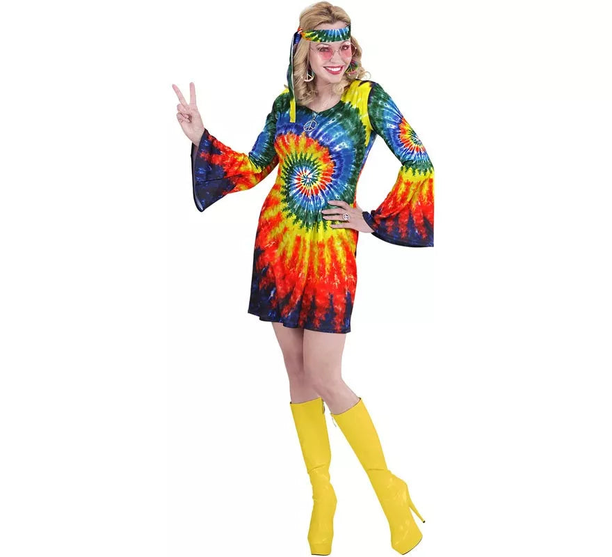Disfraz de Hippie Ondas Psicodélicas para mujer