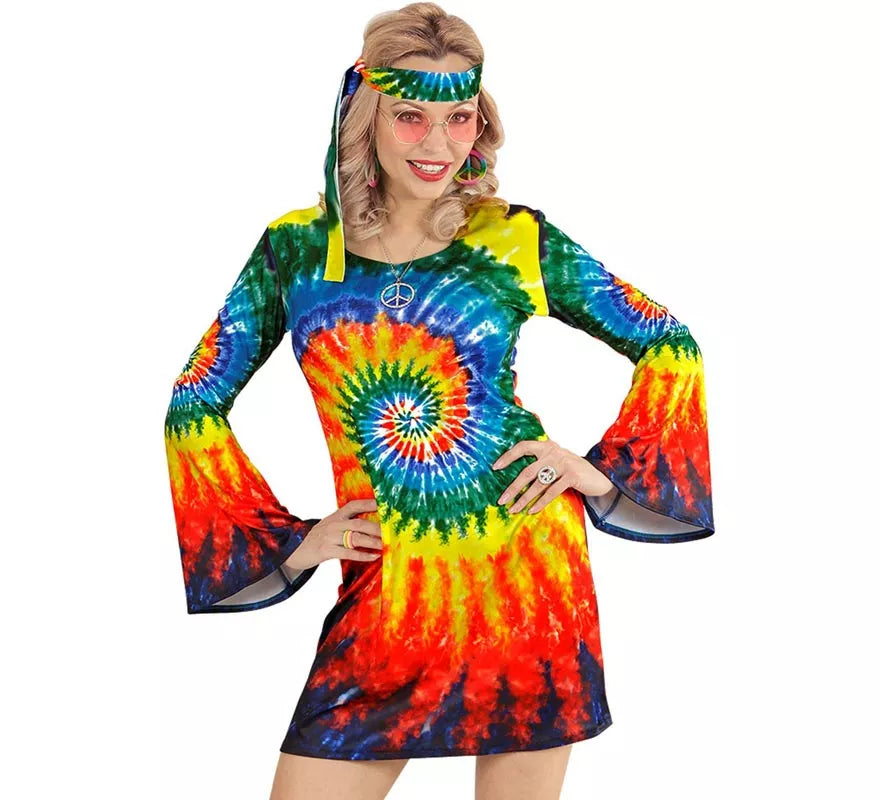 Disfraz de Hippie Ondas Psicodélicas para mujer