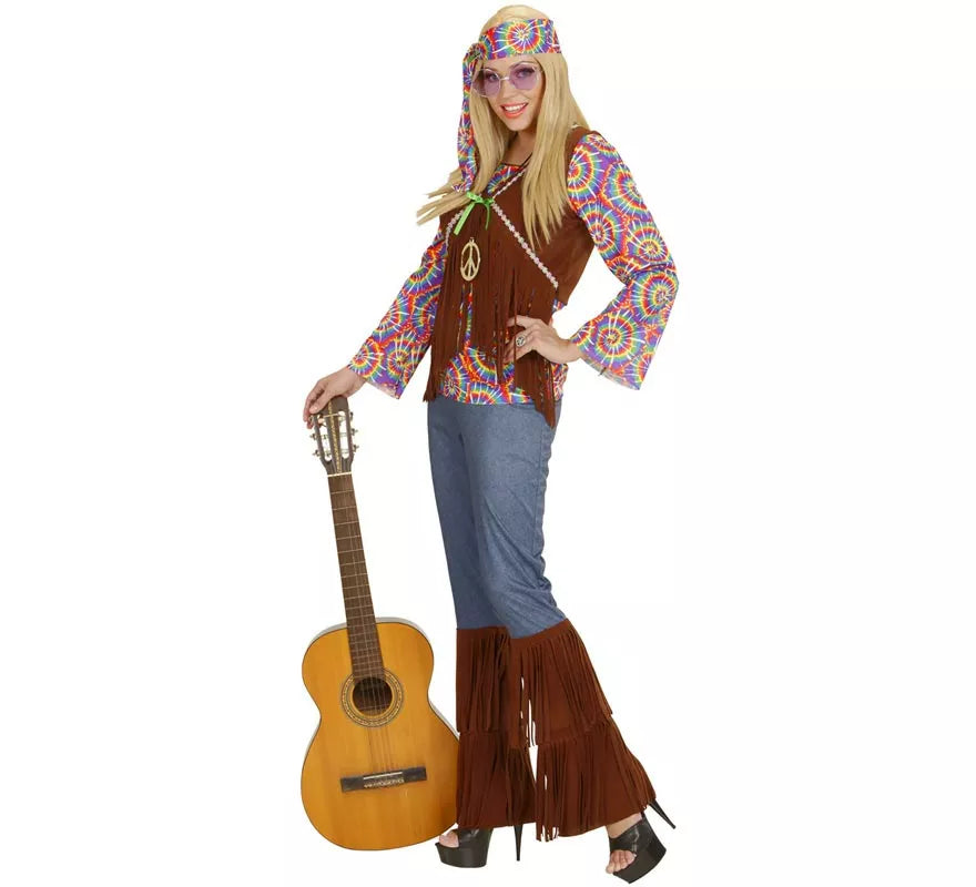 Translation missing: en.Disfraz de Hippie Psicodélica con chaleco para mujer
