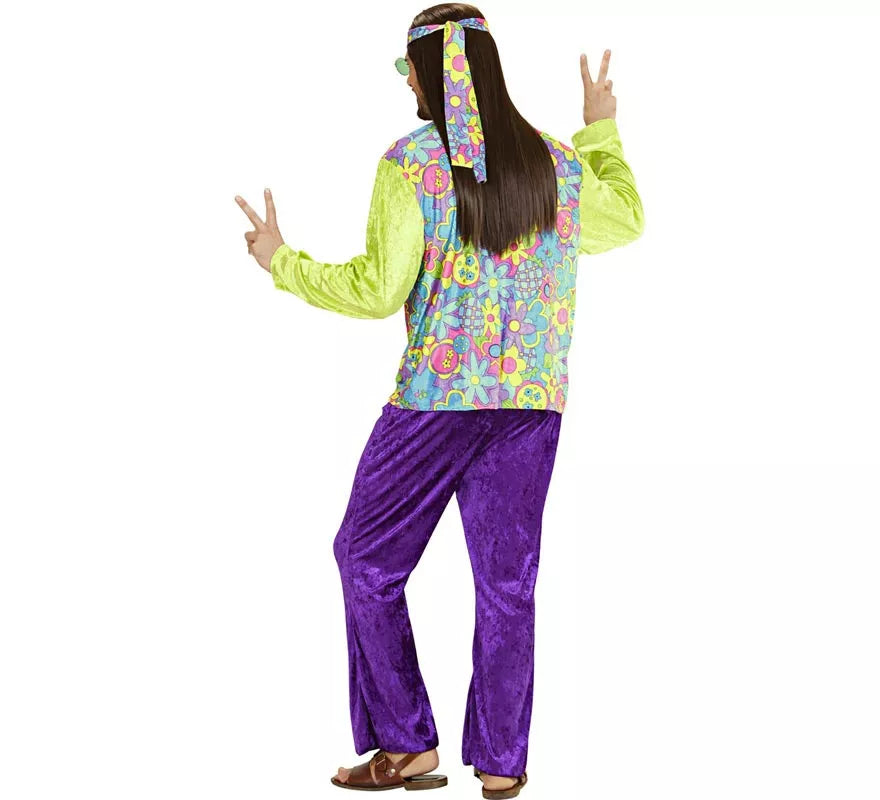 Disfraz de Hippie púrpura de terciopelo para hombre