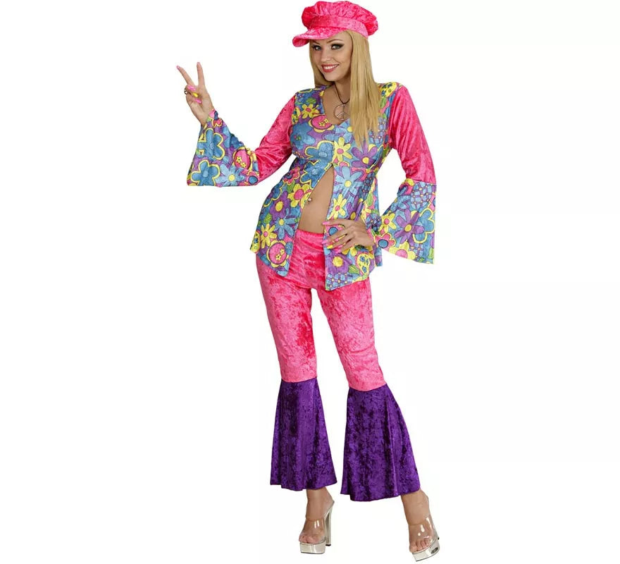 Translation missing: en.Disfraz de Hippie rosa de terciopelo para mujer
