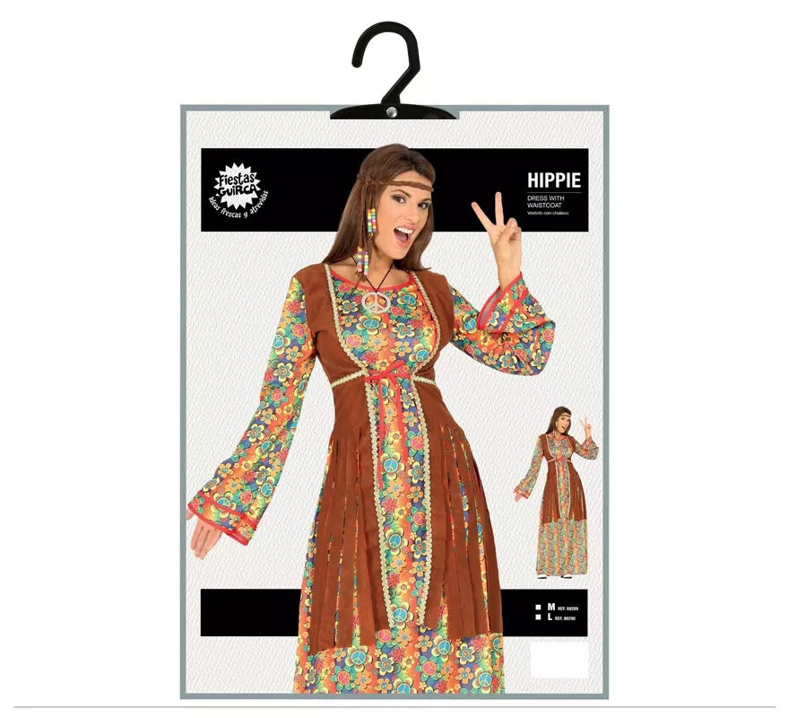 Disfraz de Hippie vestido largo para mujer