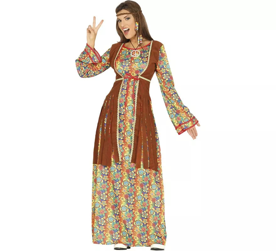 Disfraz de Hippie vestido largo para mujer