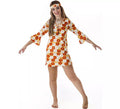 Disfraz de Hippie Vestido naranja con Flores para mujer