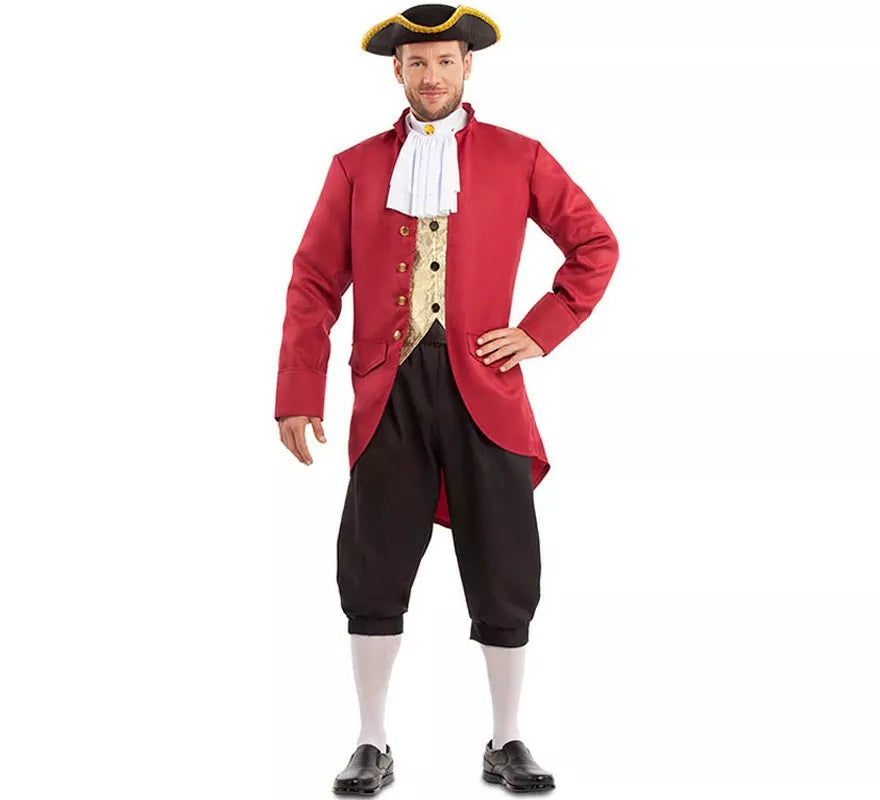 Disfraz de Hombre Colonial rojo y negro para hombre