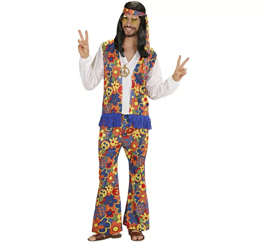 Disfraz de Hombre Hippie con cinta y medallón para hombre
