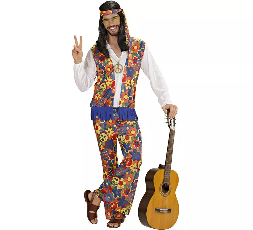 Disfraz de Hombre Hippie con cinta y medallón para hombre
