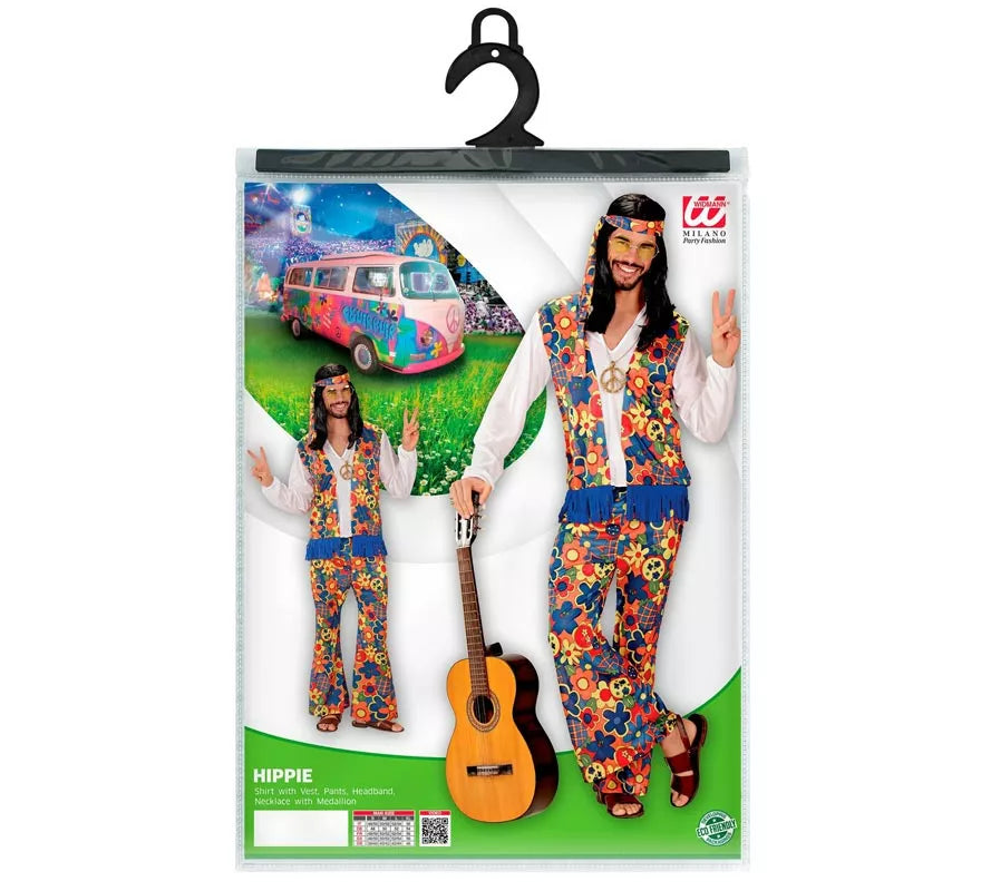 Translation missing: en.Disfraz de Hombre Hippie con cinta y medallón para hombre
