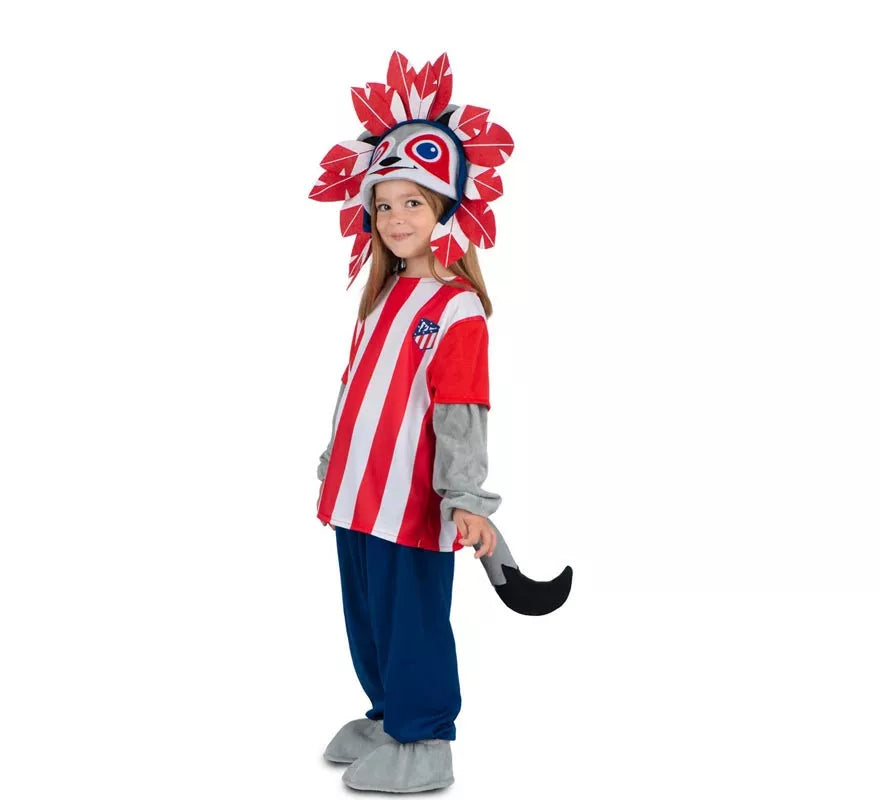 Disfraz de Indi Atlético de Madrid rojo y blanco para niño