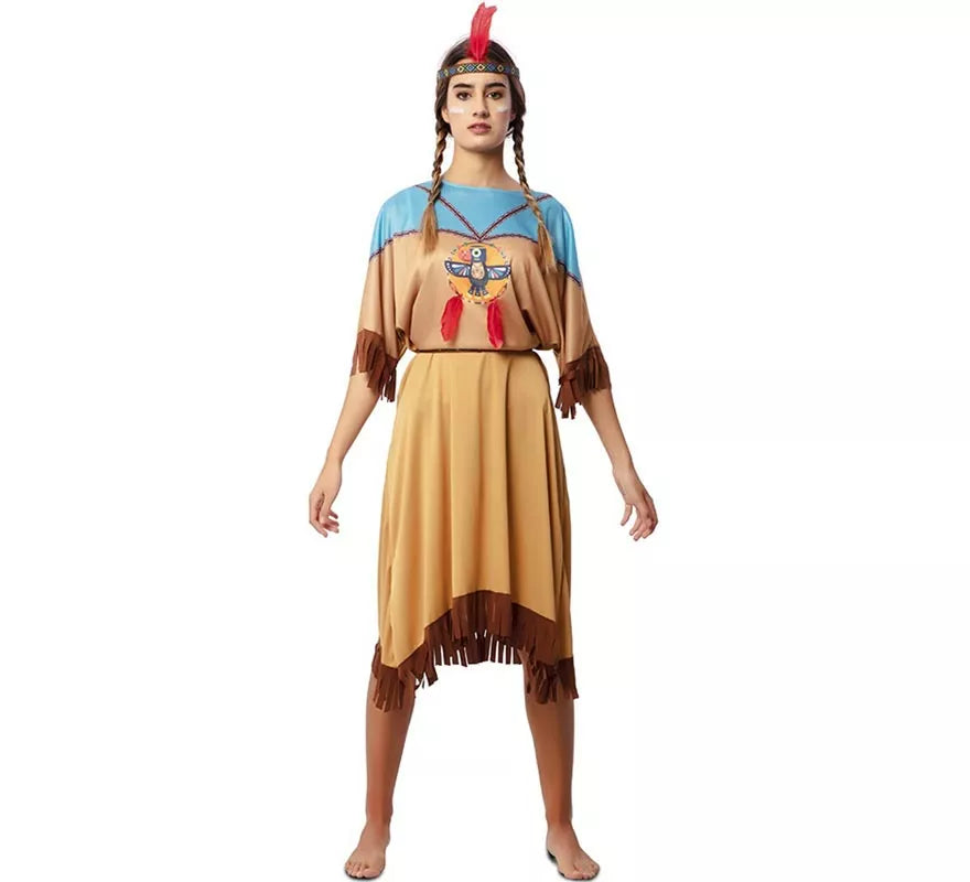 Disfraz de India Apache en vestido con tocado para mujer